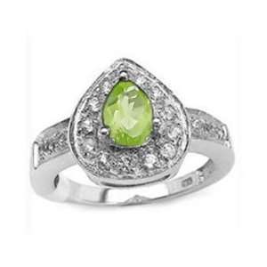 7x5MM 0.70 CT Peridot Ring In Sterling Silver In Size 6 (Available in 