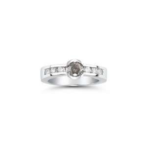  0.65 Cts Brown & White Diamond Ring in 14K White Gold 6.0 