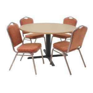  48 Inch Round Table and 4 Hotel Stackers Set 