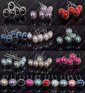   jewelry lots 200X Rhinestone Big Pearl Beads Braid Hair pin accessory