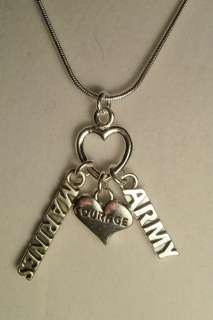   the Troops Necklace with Courage charm and multiple military branches