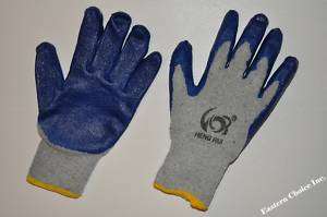100) Premium Gray Cotton Blue Latex Palm Work Gloves  