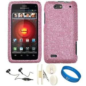  Smartphone + Pink Handsfree Headphones + White Earphone Winder Button