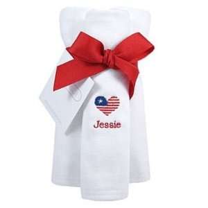  patriotic personalized burp cloths set of three Baby