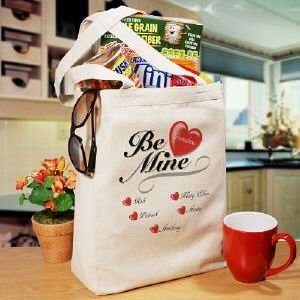  Be Mine Personalized Canvas Tote Bag 