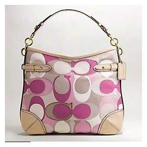 Coach Signature Colette Scarf Print Shoulder Hobo Bag Purse 16441 Pink