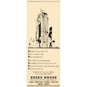   Ad Essex House Central Park South Oscar Wintrab   Original Print Ad
