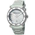 Chopard Womens Happy Sport Round White Rubber Strap Diamond Watch 