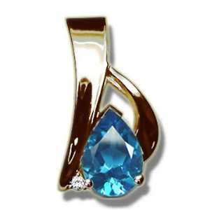  .025 ct 10X7 Pear Blue Topaz Slide Jewelry
