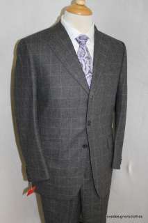   100 % flannel wool color gray with brown windowpane shoulder to