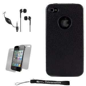 Black Textured Protective Silicone Skin Cover Case for Apple iPhone 4 