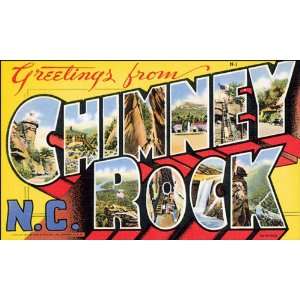  GREETINGS FROM CHIMNEY ROCK NORTH CAROLINA USA 10 X 18 