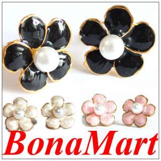   elegant sweet flower pearl stud earrings jewelry for girl 1 pair