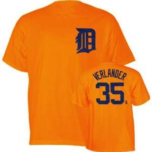 Justin Verlander Orange Majestic Player Name and Number Detroit Tigers 