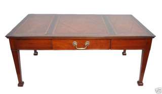 Adam Style Leather Top Mahogany Coffee Table  
