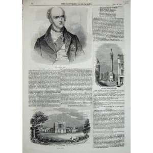   1845 Print Earl Grey Howick Hall Grey Column Newcastle