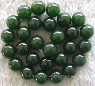 14mm Rotundity Green Jade Beads 15  