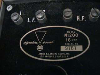 James B Lansing, JBL, N1200 16 Ohm Crossover Early Number  