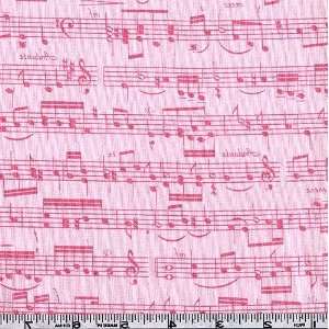 45 Wide Music Notes Pink Fabric By The Yard Arts 