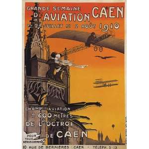GRANDE SEMAINE DAVIATION 1910 CAEN FRANCE AIRPLANE VINTAGE POSTER 