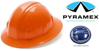 Pyramex Full Brim Hard Hat 4 Point Ratchet Suspension Orange  
