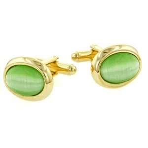  Green Cats Eye Cufflinks with Presentation Box. Made in 