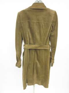 AUTH GUCCI Light Brown Suede Long Trench Coat Jacket 40  