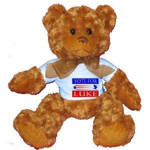  VOTE FOR LUKE Plush Teddy Bear with BLUE T Shirt Toys 