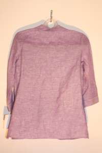   Foxcroft ~ Purple Pintuck Curvy Linen Blouse Top Size 10 Medium  