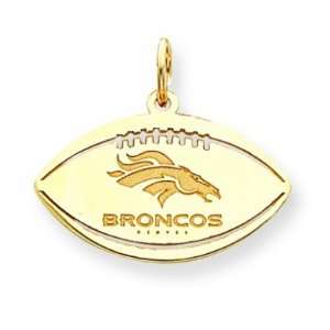  14K Denver Broncos Lg Football Cut Out W/Horsehead & Name 