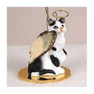  Black & White Tabby Angel Cat Ornament