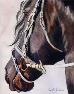 Giclée on Canvas Watercolor Painting Friesian Horse Art  