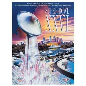  Canvas 22 x 30 Super Bowl XXVI Program Print   1992 