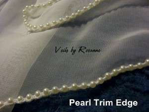 pearl trim edge bridal veils