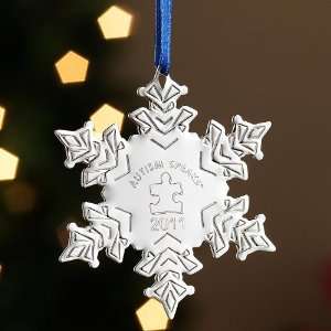   Personalized Silver Snowflake Autism Speaks Ornament