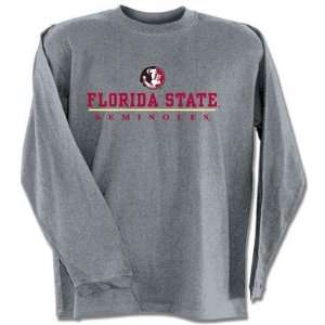  Florida State Embroidered Long Sleeve T Shirt (Grey 