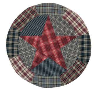 Americana Primitive Country Red & Navy Plaid Table Mat with Star 15 