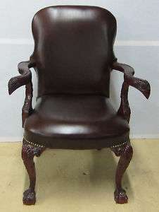 Carved Mahogany Ball And Claw Arm Chair  
