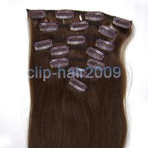 15 7 pcs Clips on Human Hair Extensions #04,70g  