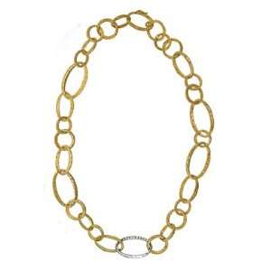  18k Two Tone Oval Links 0.55ct Diamond Necklace   18.5 