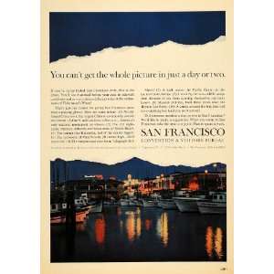 1965 Ad San Francisco Tourism Harbor Yachts Boating   Original Print 