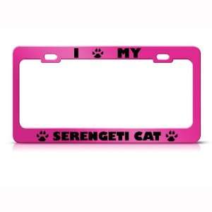 Serengeti Cat Pink Animal Metal license plate frame Tag Holder