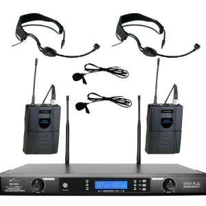 Awisco UHF Wh822hsl 2 channel 2 Headset & 2 Lapel 64 User 