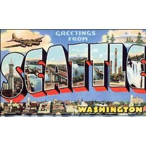  GREETINGS FROM SEATTLE WASHINGTON USA VINTAGE POSTER REPRO 