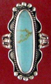 Sterling Silver Elongated Onyx or TQ Ring Size 6 10  