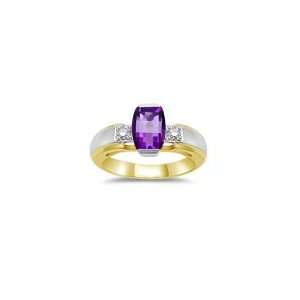  0.11 Cts Diamond & 7x5 mm Amethyst Ring in 14K Two Tone 