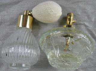 Nice 1960s Atomizer Perfume Bottles~Crackle Glass  
