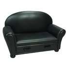 Gift Mark Upholstered Chaise Lounge with Pull Out Drawer, Black