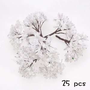   25pcs White Scenery Landscape Model Flower Trees 6.5cm Toys & Games
