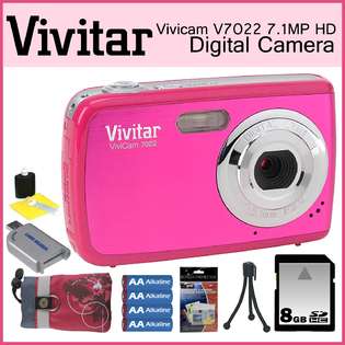 Vivitar Vivicam V7022 7.1MP HD Digital Camera Pink + Accessory Kit at 